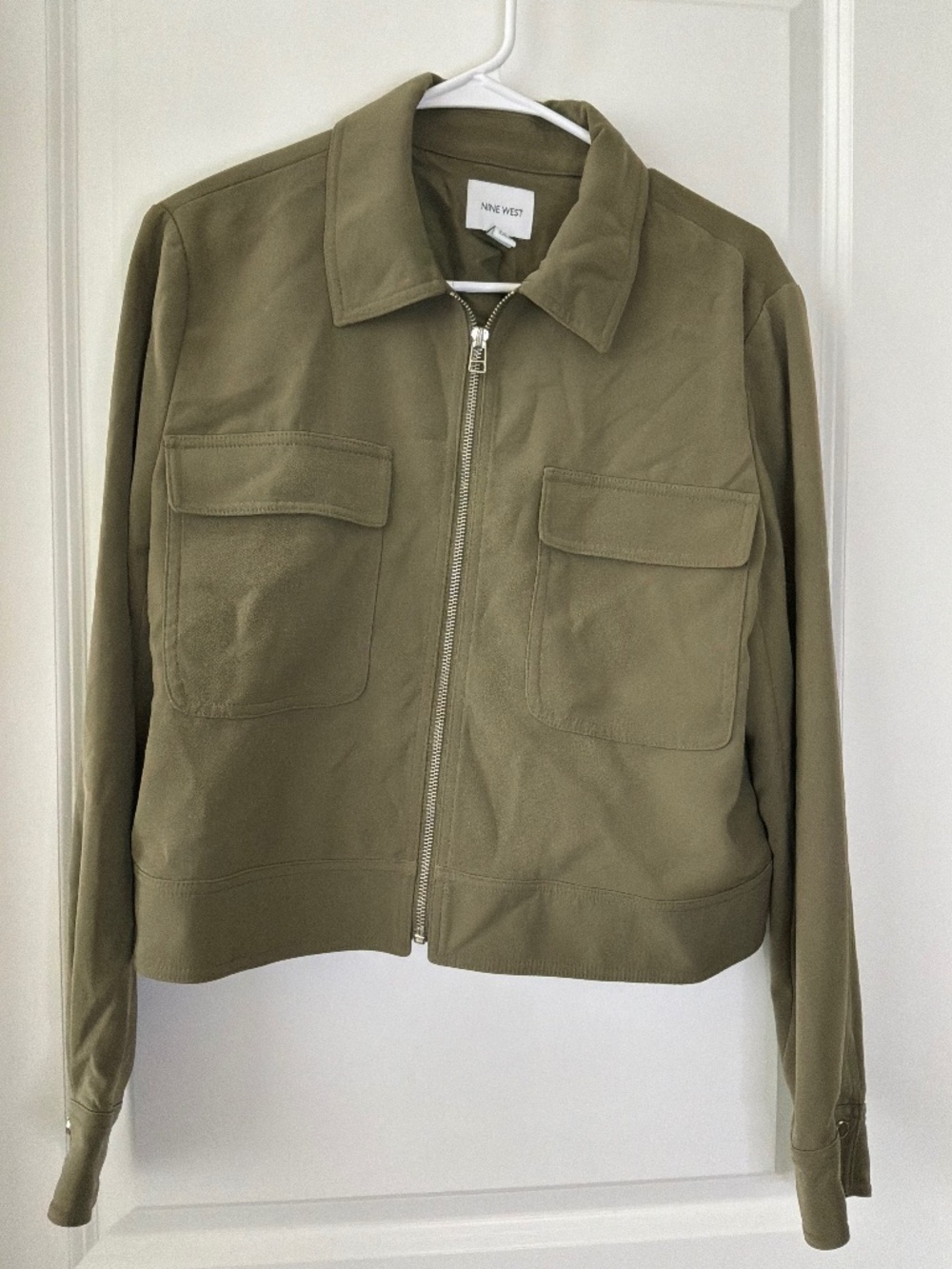 Nine West Olive Green Utility Zip Jacket Size L